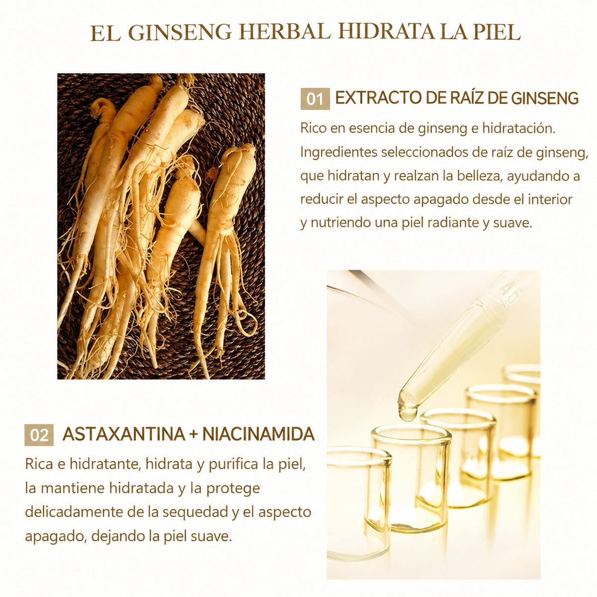 Sérum Facial de Niacinamida y Ácido Hialurónico con Oro 24K