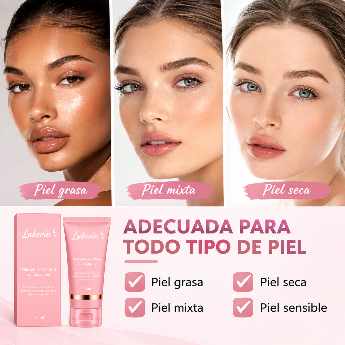 Mascarilla Nocturna de Colágeno Lukerin – Hidratación y Luminosidad