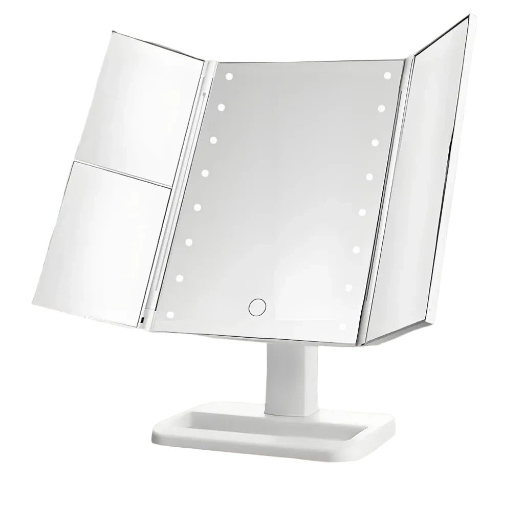 Espejo de Maquillaje LED Plegable de 4 Paneles