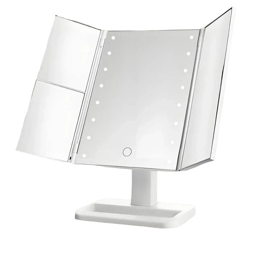 Espejo de Maquillaje LED Plegable de 4 Paneles