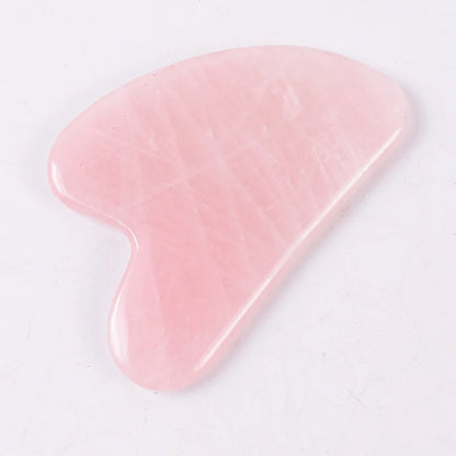 Masajeador facial con rodillo y herramienta Gua Sha de cuarzo rosa natural