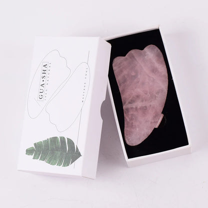 Masajeador facial con rodillo y herramienta Gua Sha de cuarzo rosa natural